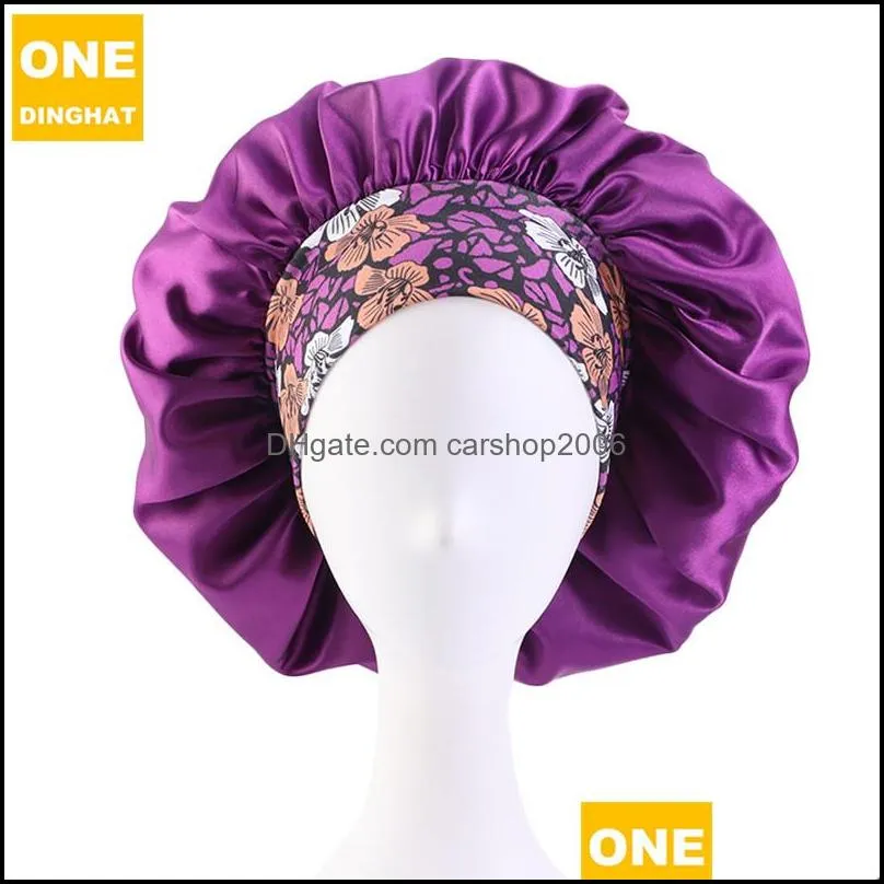  extra large women sleep cap floral print soft wide hair bonnet satin cover lined sleep cap night sleeping hat ladies turban 2228