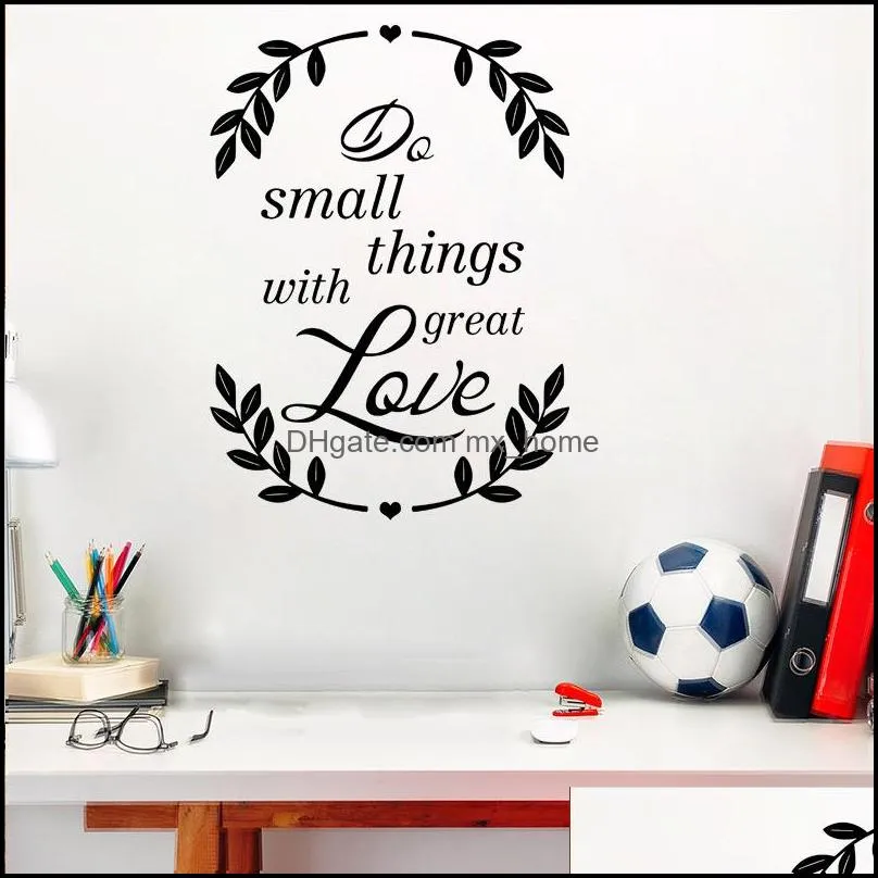 romantic love pvc wall stickers letter leaves art sticker for house bedroom decor living room wallpaper home decoration