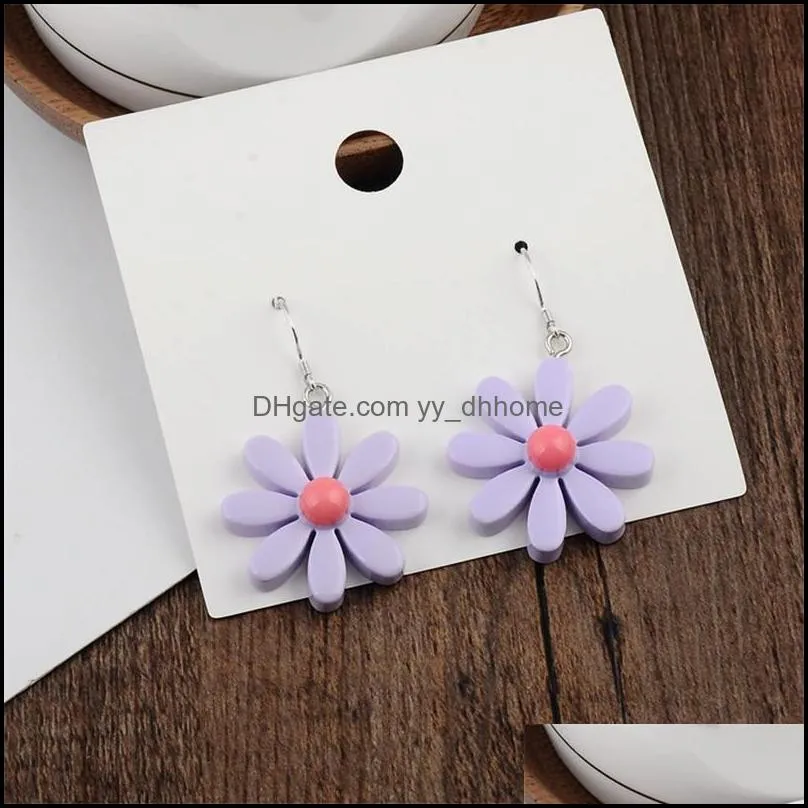 korean daisy flower long dangle acrylic earrings sweet style resin earrings for women summer design jewelry wholesale