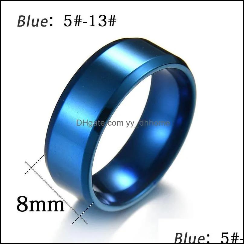 fashion 8mm rainbow ring for men women titanium steel wedding band rings fit size 513 jewelry gifts
