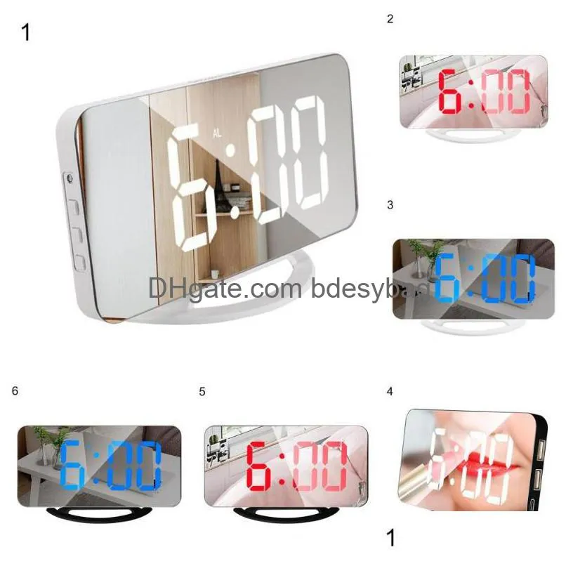desk table clocks 1 set alarm clock led mirror display usb charging abs desktop hanging for bedroom