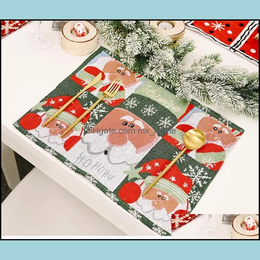 winter holiday placemat christmas santa claus heatresistant washable table place mats for kitchen dining table decoration sn3499