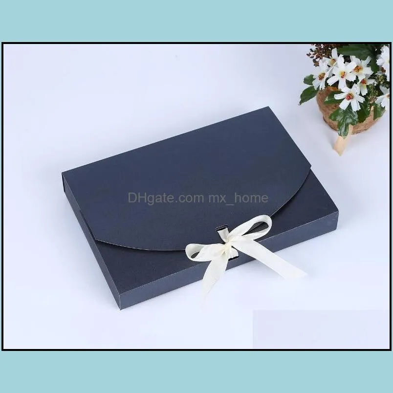 100pcs 26x17.5x3.5cm large gift box cosmetic bottle scarf clothing packaging color paper box with ribbon underwear packing box sn743
