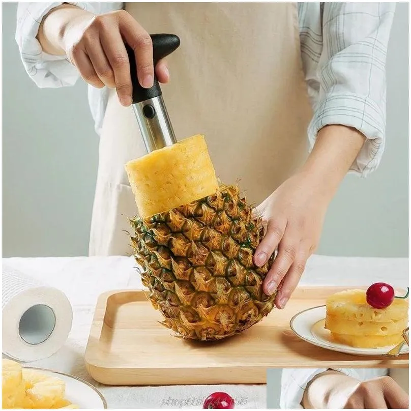 stainless steel pineapple slicer peeler fruit corer slicer kitchen easy tool pineapple spiral cutter new utensil accessories