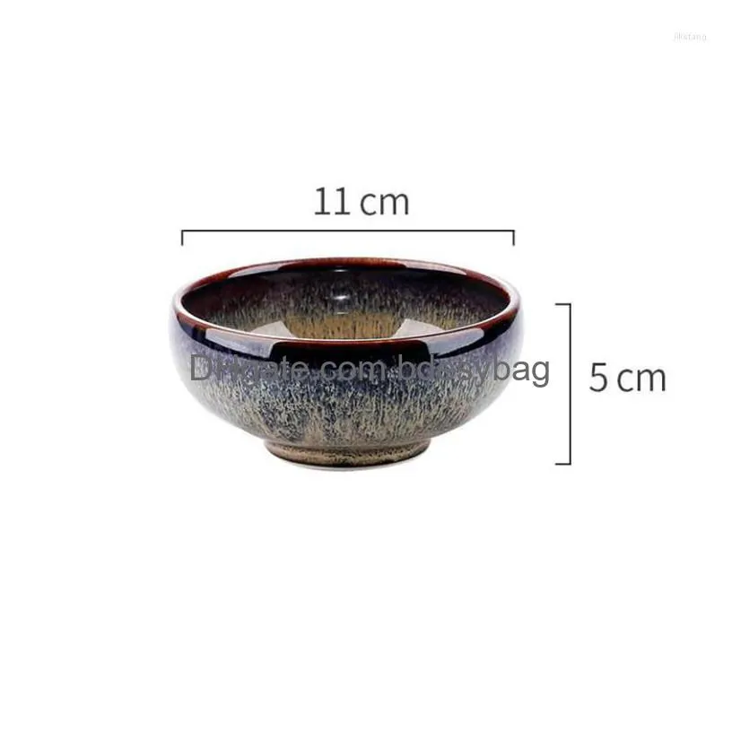 bowls japanese ceramic retro temmoku glaze rice ramen bowl creative kiln change salad noodle soup restaurant kitchen tableware