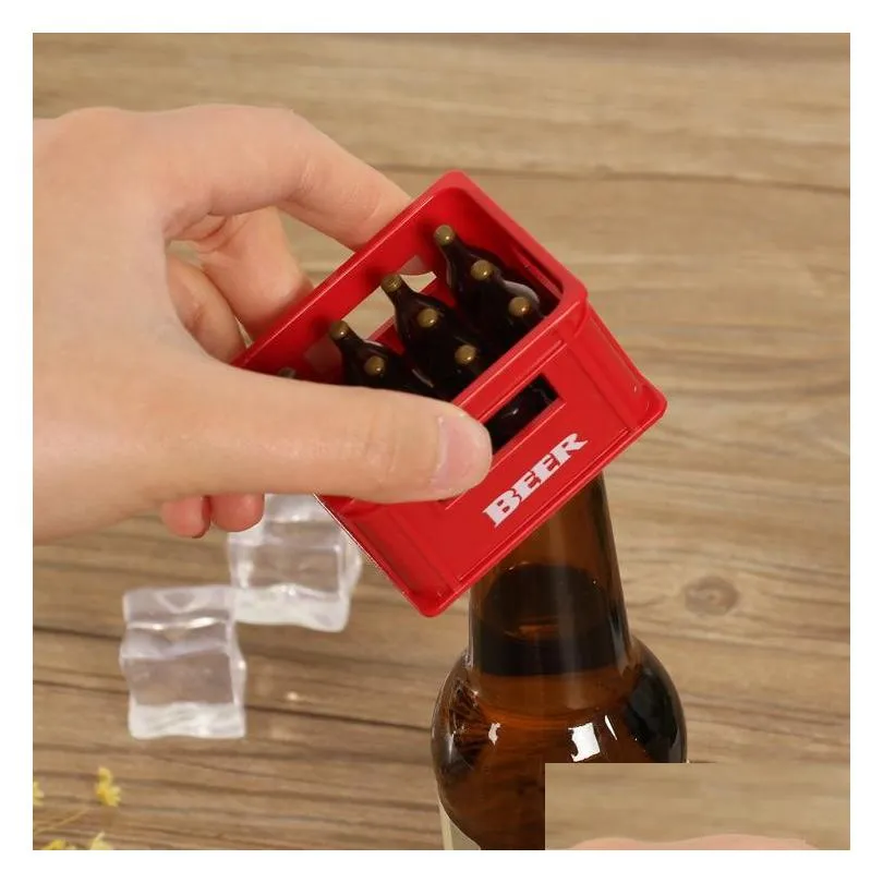 red and green beerbox shape bottle opener custom creative threedimensional beer plastic box bottleopenercustom logo