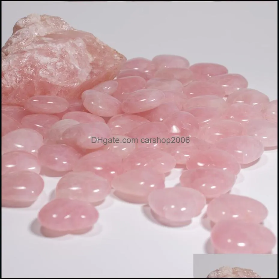 natural pink crystal stone ornaments carved 25x10mm heart chakra reiki healing quartz jewelry making home decor