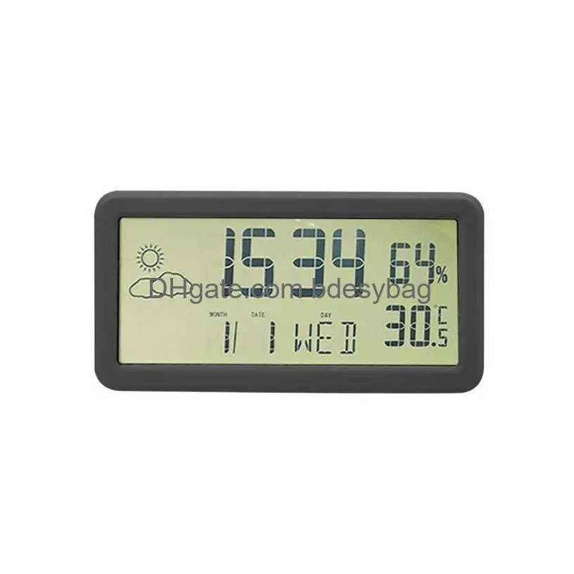 desk table clocks digital desktop clock electronic alarm for bedroom home decor lcd screen with calendar temperature humidity and