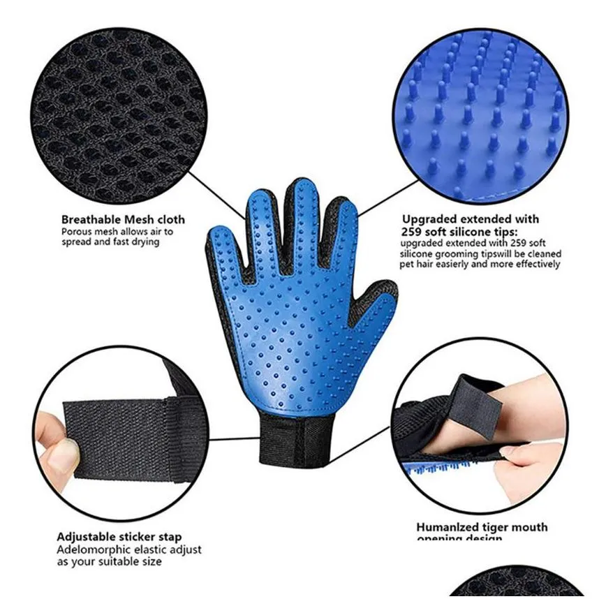 pet grooming glove dog cat silicone brush comb shed hair remove deshedding glove pet dog cat animal bath cleaning mitt massage tool