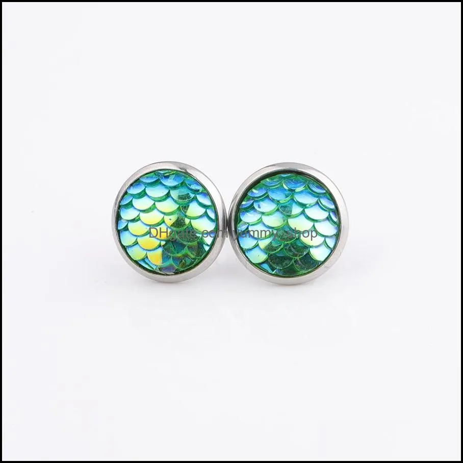 resin fish scale stainless steel earings drusy druzy earrings jewelry women party gift dress candy colors