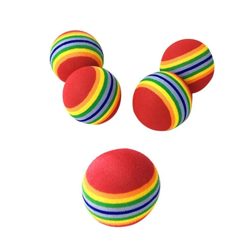 2pcs pet toy balls safety mini cute rainbow ball for cat dog interactive toys chewing rattle scratch ball training pet supplies