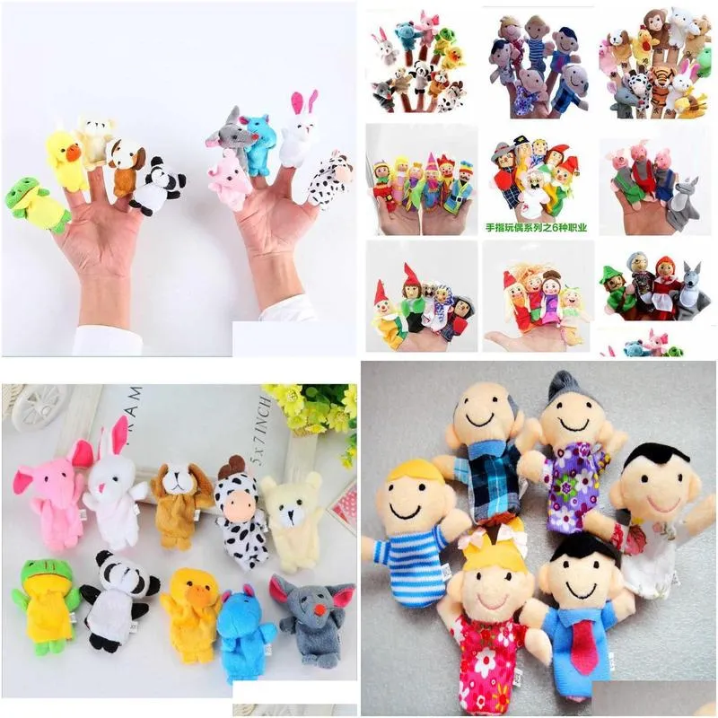 norepeat 10 pcs mix finger puppets baby mini animals educational hand cartoon doll theater plush toys for children gifts