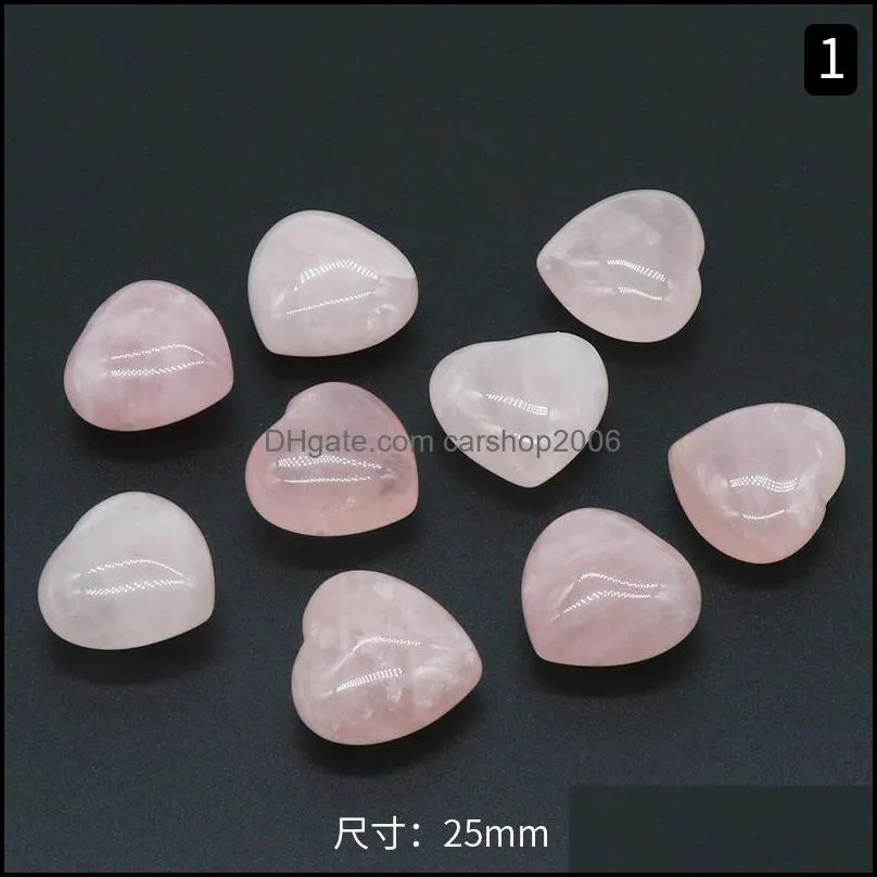 natural stone heart 25mm 30mm rose quartz yoga meditation energy stone bead for chakra healing decoration