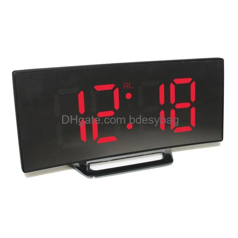 desk table clocks display alarm clock mirror time snooze quiet home decoration electronic