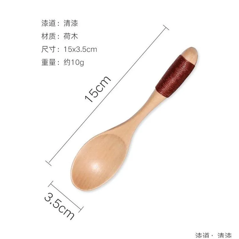 spoons wooden style natural wood handle round spoons for soup cooking mixing stirr