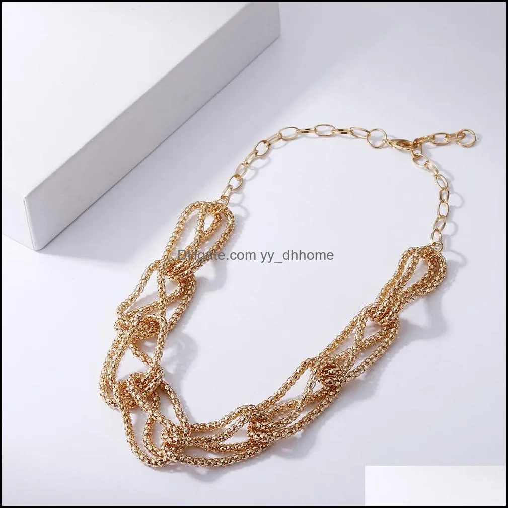 bohemia beaded hollow matte metal link chain choker hip hop gold silver color collar necklace for women gifts friends jewelry party