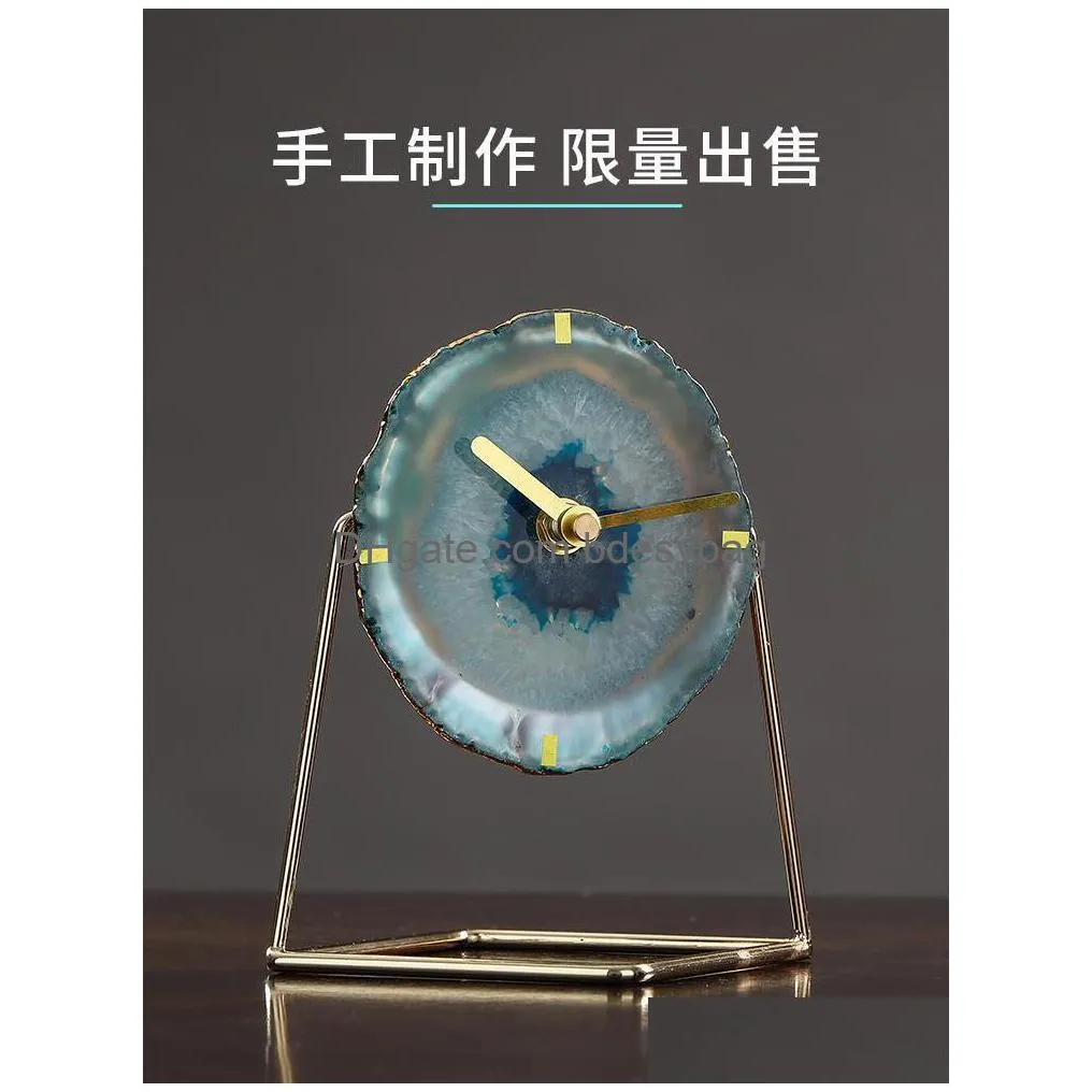 desk table clocks luxury metal mute clock sweep agate second bedroom electronic digital watch masa saati home decor ek50tc