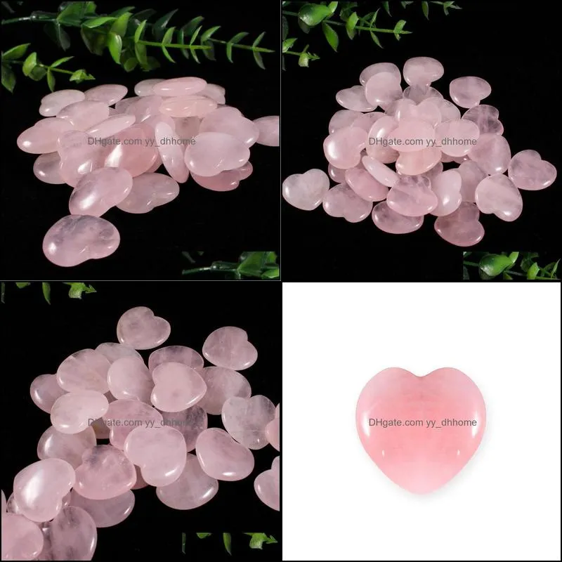 20mm heart shape no hole loose beads rose quartz stones charms healing reiki crystal cab for diy making crafts decorate jewelry