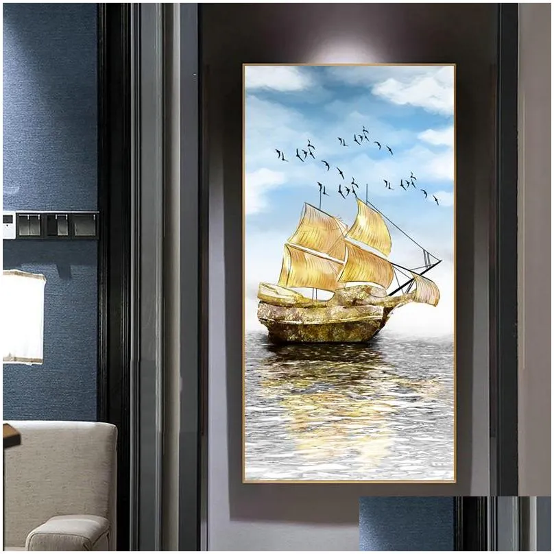 boat on sea posters landscape prints canvas panting wall art pictures for living room modern home decor indoor decoration