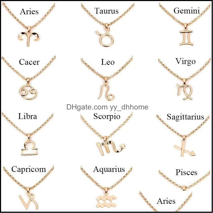 fashion 12 constellation necklaces pendants for women horoscope astrology galaxy zodiac choker necklaces jewelry birthday gifts