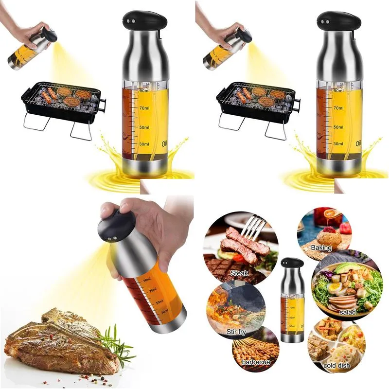 cooking utensils 90ml kitchen stainless spray bottle for oil olive oil vinegar soy sauce bbq spray oiler cooking condiment bottle cookware