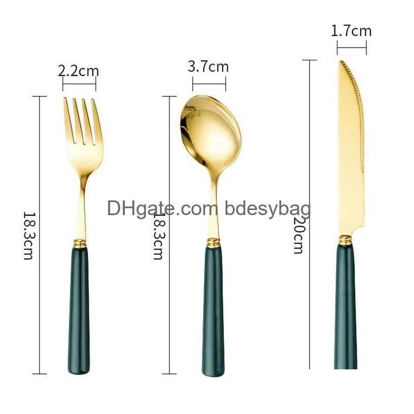 dinnerware sets western flatware set steak knife and fork ceramic handle espresso spoons teaspoons dessert stainless steel cutlery