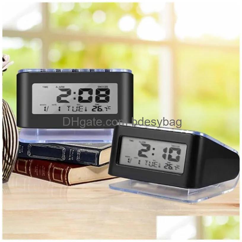 desk table clocks home room multifunctional perpetual calendar temperature humidity meter digital alarm snooze electronic cloc