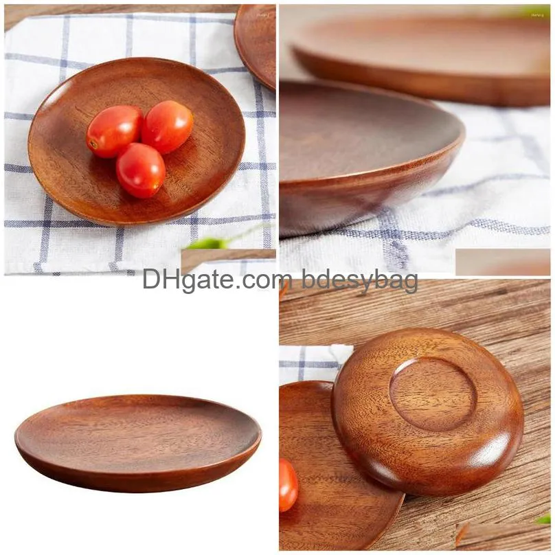 bowls wooden fruit storage tray round plates cake tea coffee dessert dish kitchen organization