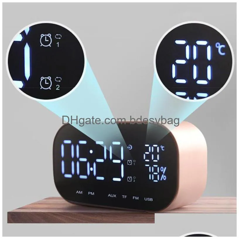 digital smart alarm clock watch table electronic desktop fm radio clocks wireless stereo music player usb wake up desk 