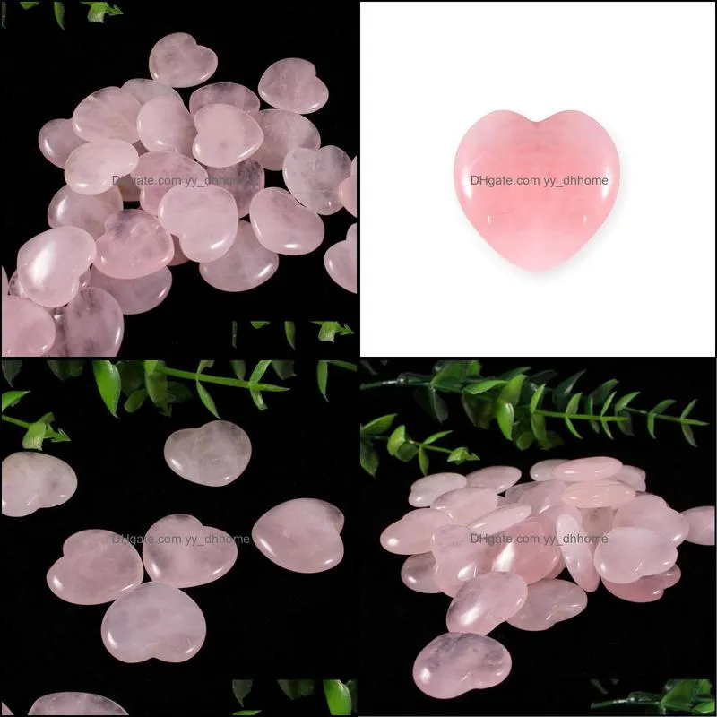 20mm heart shape no hole loose beads rose quartz stones charms healing reiki crystal cab for diy making crafts decorate jewelry