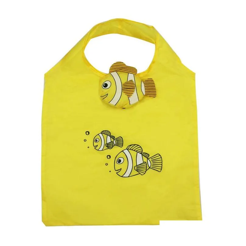 cute cartoon fish shopping bag travel reusable foldable handbag grocery tote storage home storage bags