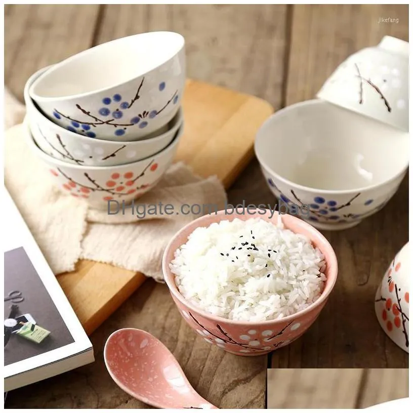 bowls japanese 4.5inch threaded rice bowl hefeng creative household ceramic el tableware snowflake soup