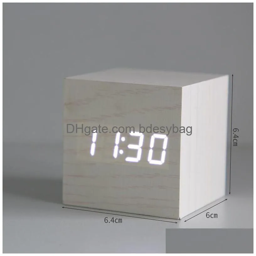 desk table clocks wooden electronic clock fashion seat nordic style ornament sound control switch luminous