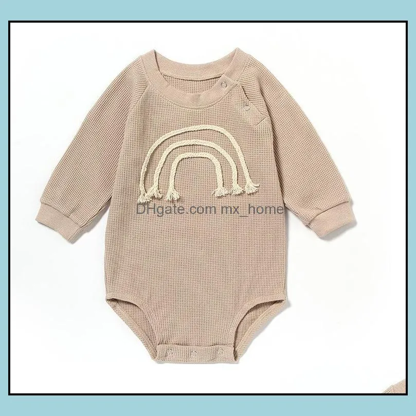 cute spring infant kids long sleeve solid color rainbow rompers baby climb 100 cotton high quality romper