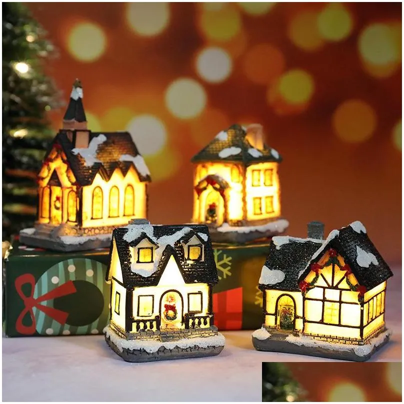 new christmas decorations resin small house micro landscape resin house small christmas presents
