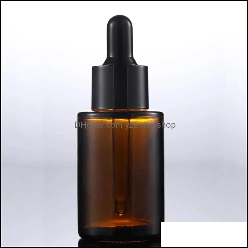 30ml glass essential oil perfume bottles liquid reagent pipette dropper bottle flat shoulder cylindrical bottle clear/frosted/amber