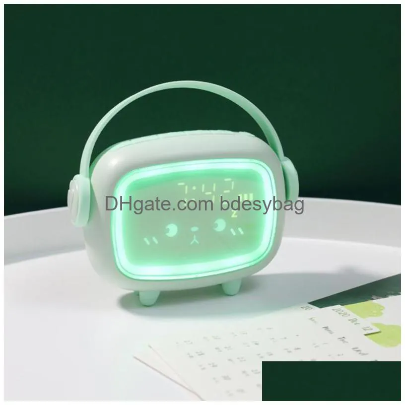 desk table clocks mini wireless rechargeable cute angel shape led night light mute alarm clock multifunctional automatic remind gift