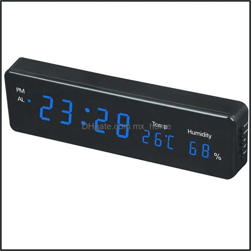 digital wall clock big led time calendar temperature humidity display desk table clocks electronic watch decor eu plug
