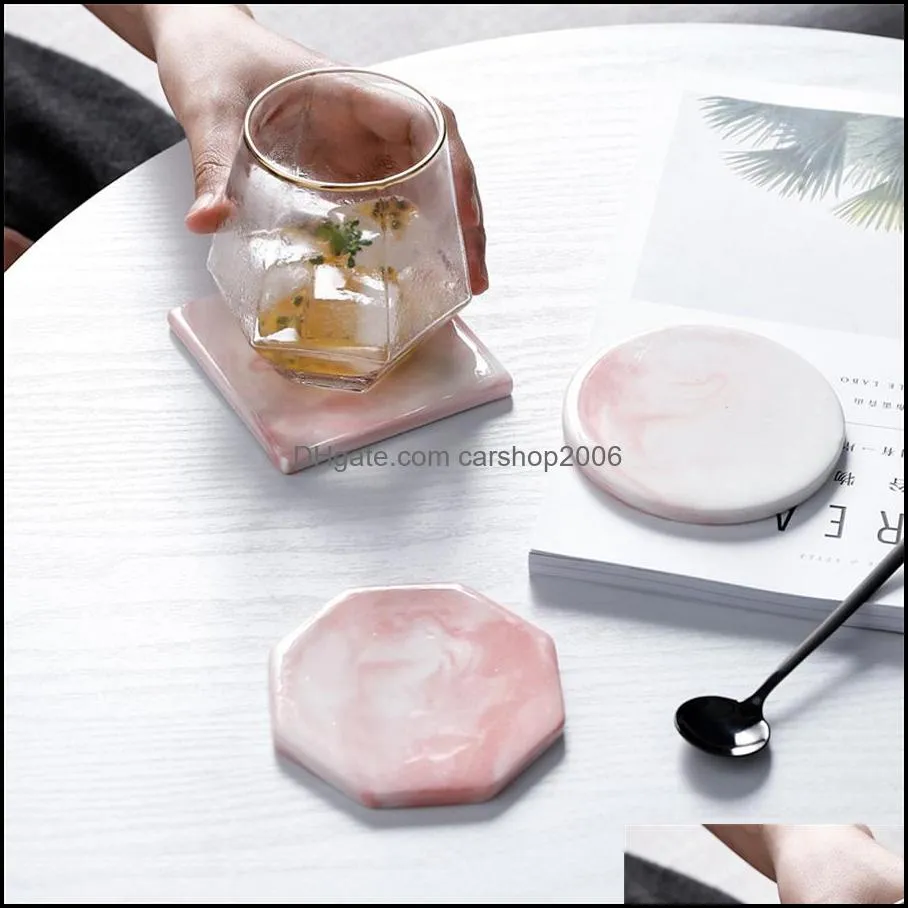 marble cork coaster nordic ceramic heat insulation pad spot anti scalding tea holder household anti slip cup and bowl