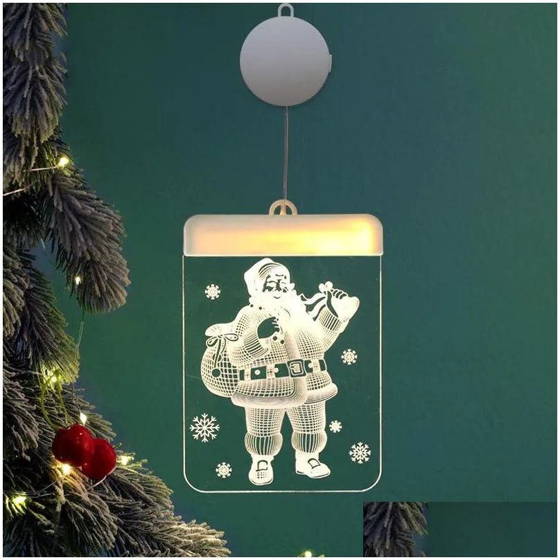 hanging christmas light adhesive 3d visual effect acrylic led ornament festival themed night light for party home party supplies