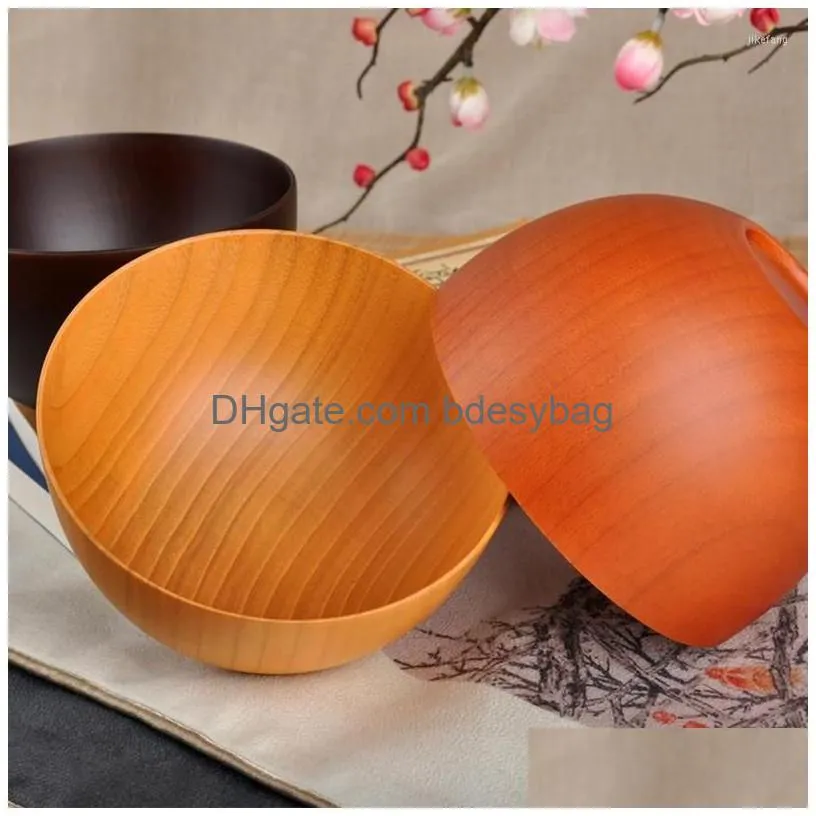 bowls japanese style wooden salad noodle fruits and cereal bowl tableware