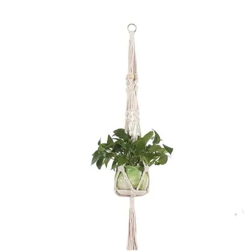 arts crafts flower pot hanging basket plant hanger hook handmade knitting natural fine cordage planter holder basket balcony