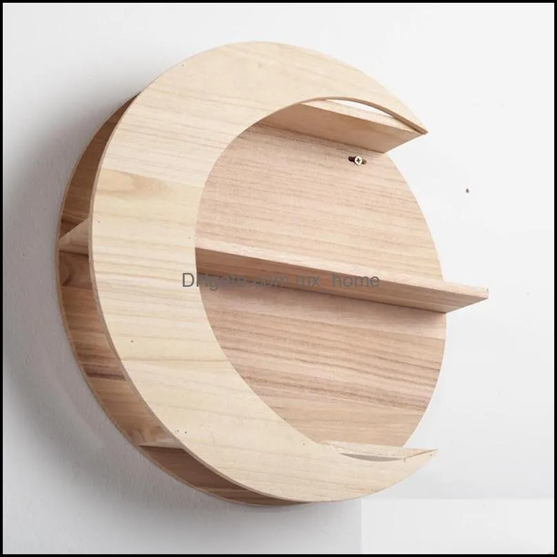 other home decor 1pc wooden storage rack wall mounted creative moon shape