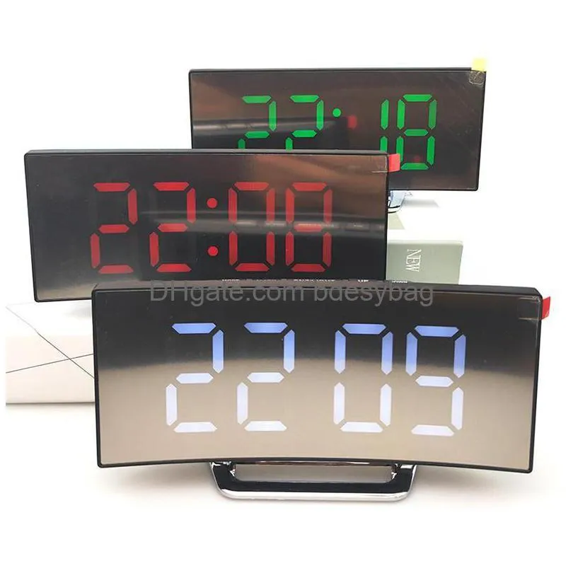 desk table clocks display alarm clock mirror time snooze quiet home decoration electronic