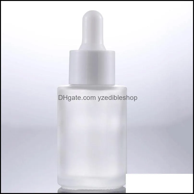 30ml glass essential oil perfume bottles liquid reagent pipette dropper bottle flat shoulder cylindrical bottle clear/frosted/amber