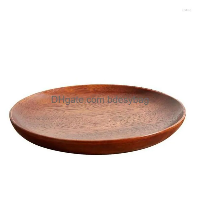 bowls wooden fruit storage tray round plates cake tea coffee dessert dish kitchen organization