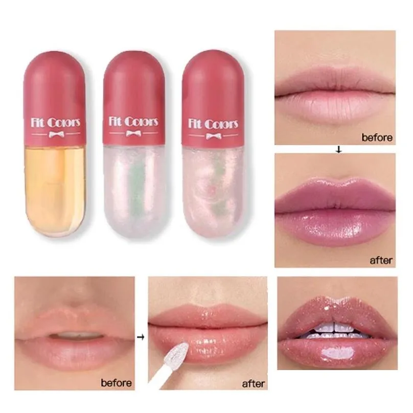 household sundries crystal jelly lip gloss capsule lip plumper oil shiny clear lip moisturizing women balm makeup tint cosmetics