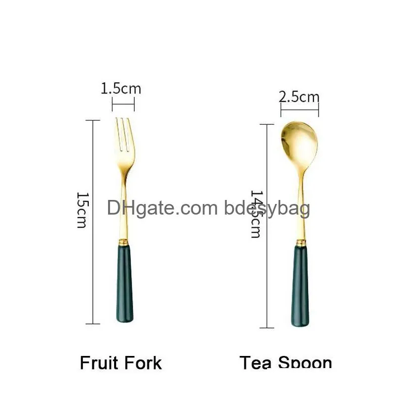 dinnerware sets western flatware set steak knife and fork ceramic handle espresso spoons teaspoons dessert stainless steel cutlery