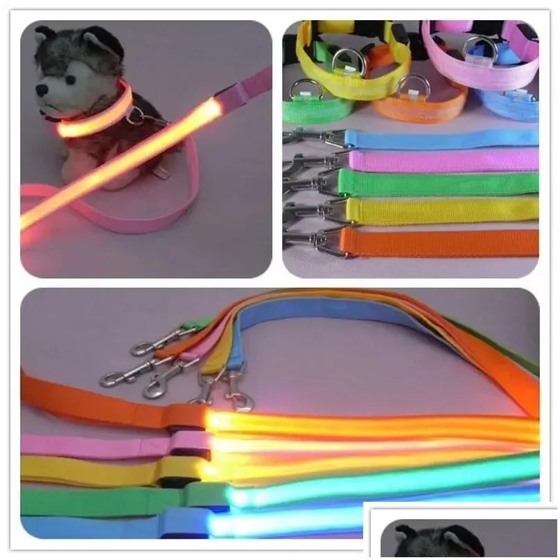 120cm led nylon glow dog leashes pets puppy training straps dog lead rope leash car safety seat belt pet supply