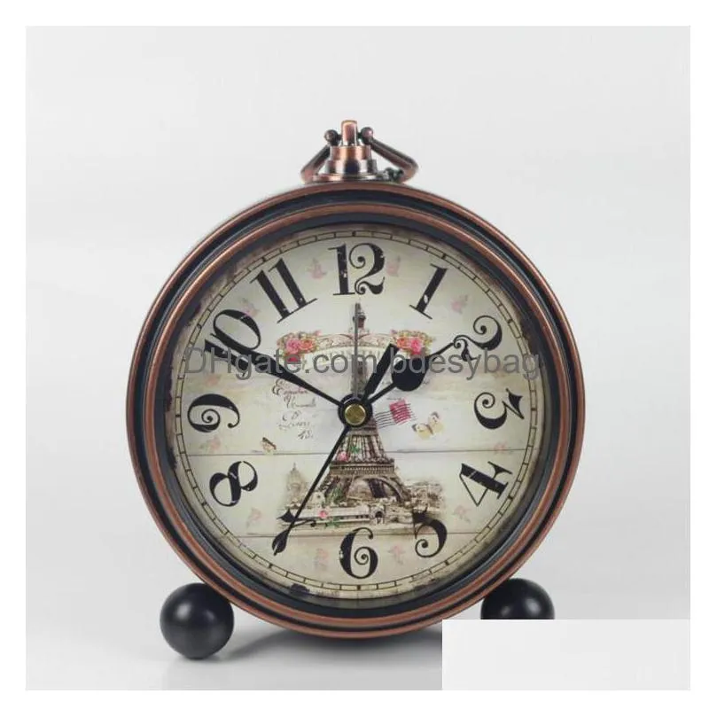 desk table clocks black bronze edge reloj alarma radio temperatura antique clock european pastoral style wrought iron